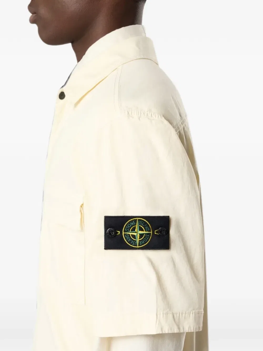Рубашка на молнии с нашивкой-логотипом Stone Island, бежевый — фото 3