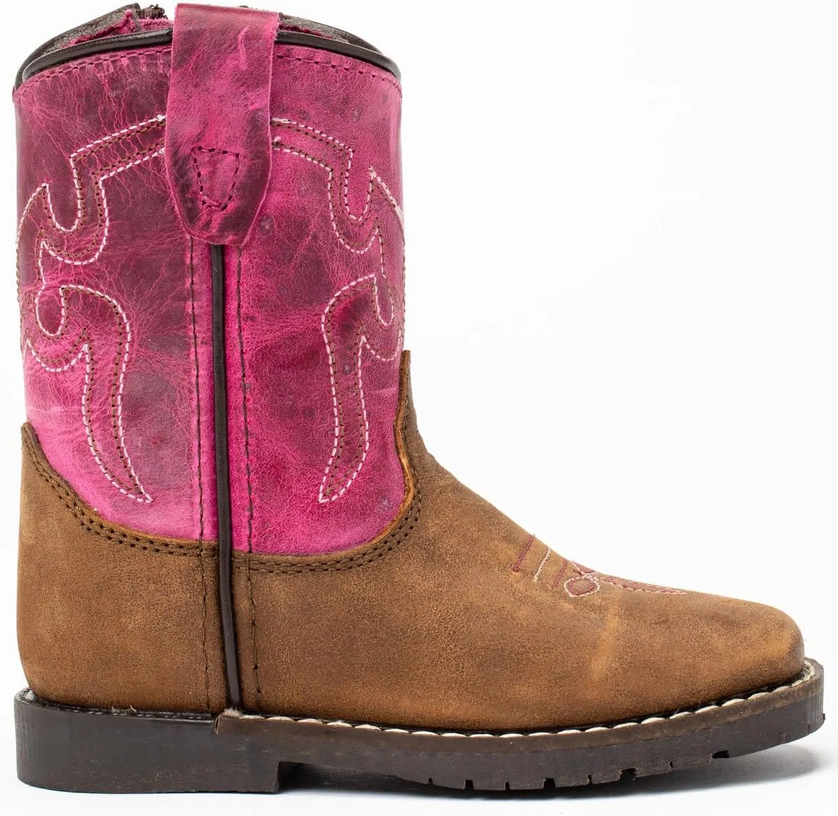 Детские сапоги для девочек с круглым носком Lil Lainie Western Boot Shyanne, Brown/Pink — фото 3