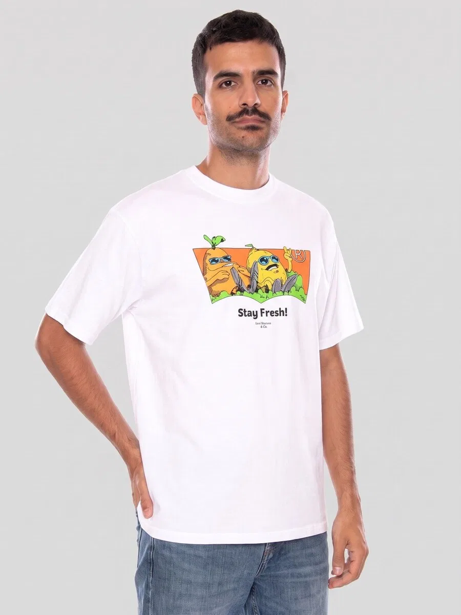 Футболка LEVI'S LSE_VINTAGE FIT GR TEE LEVI'S LOGO GRID 3 NEUTRAL белого цвета