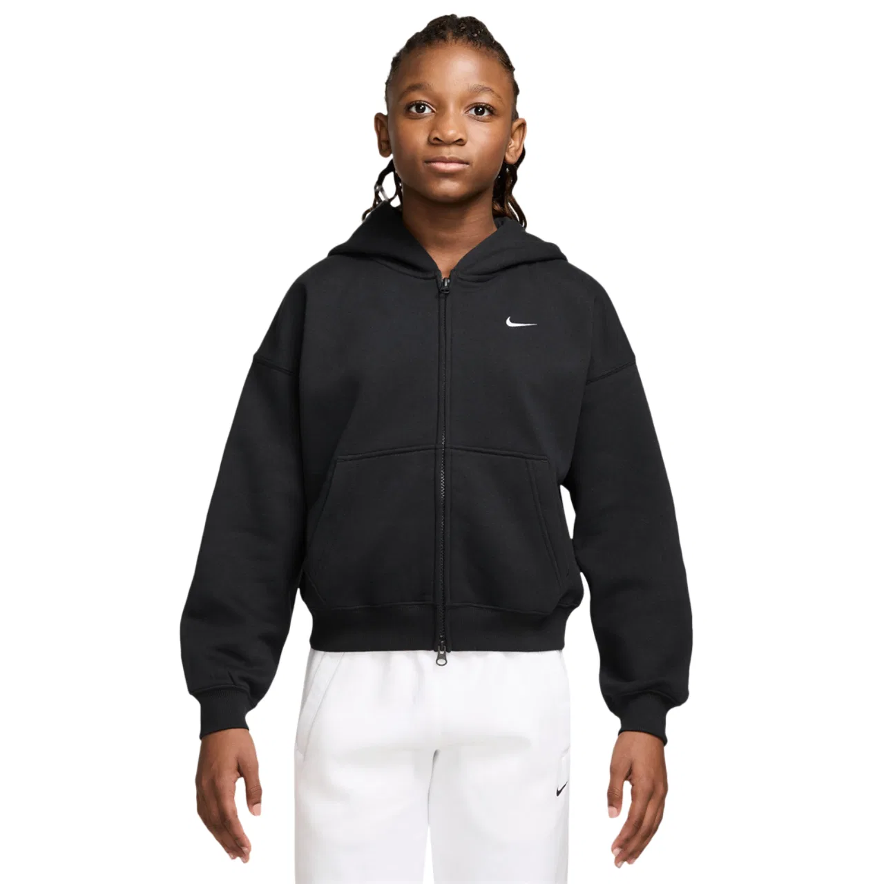 Детское худи для девочек с капюшоном Nike Studio Fleece Full-Zip, Black