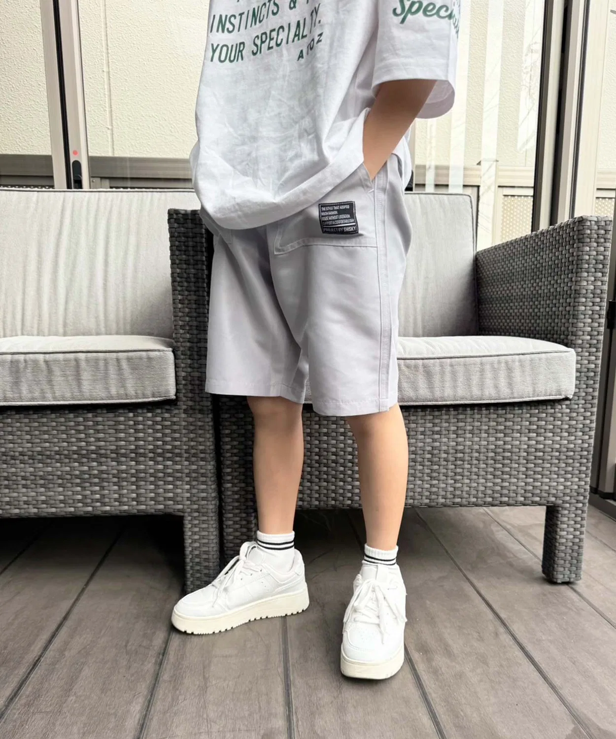 Детские шорты с принтом ZI-ON, Grey