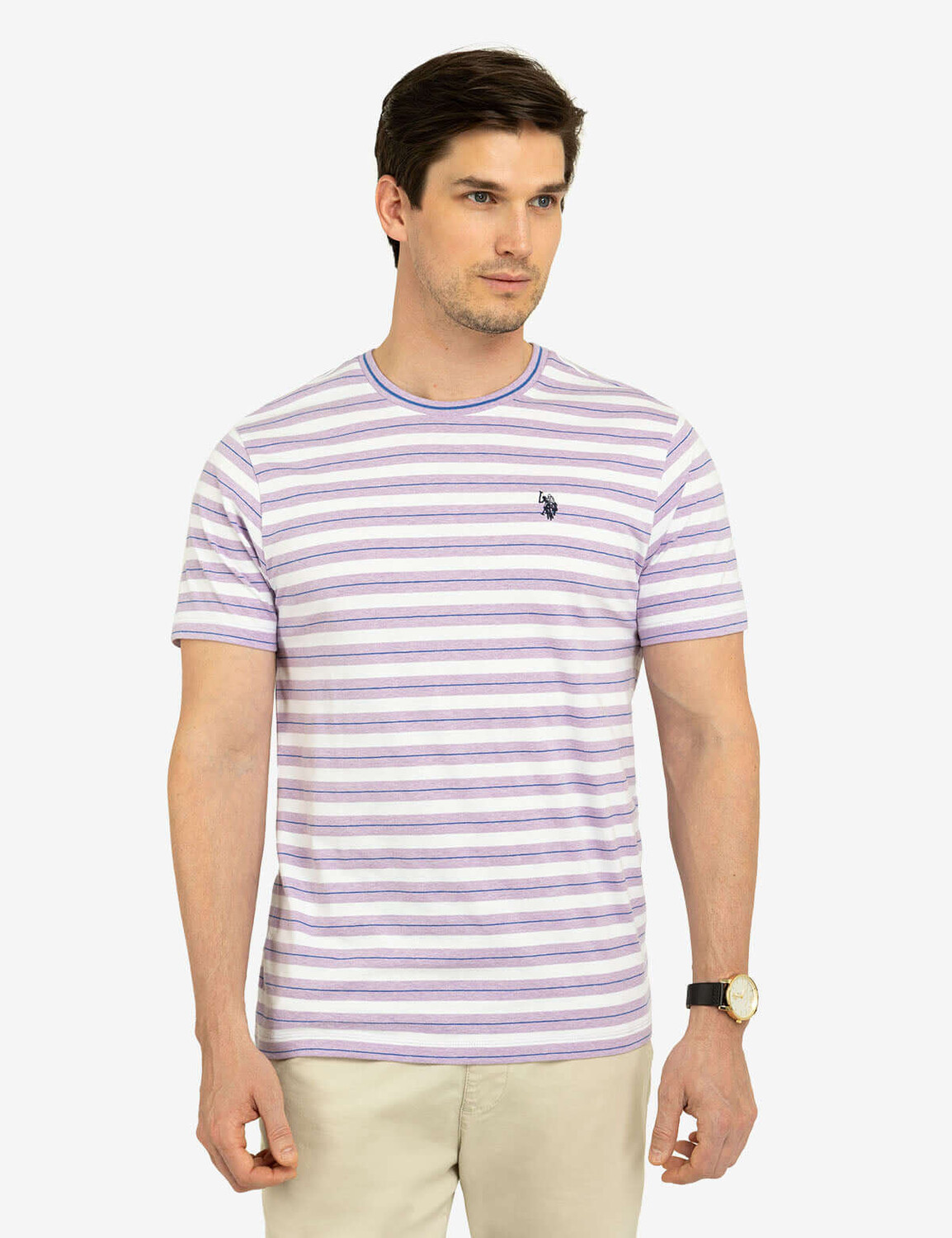 

Футболка U.S. Polo Assn. Yarn Dye Stripe Jersey Crew Neck, сиреневый