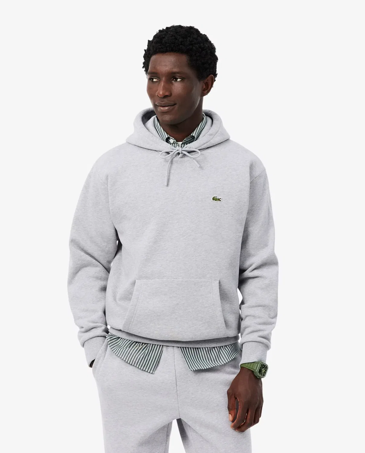 Мужская худи Lacoste с капюшоном, свободный крой, Gris Oscuro