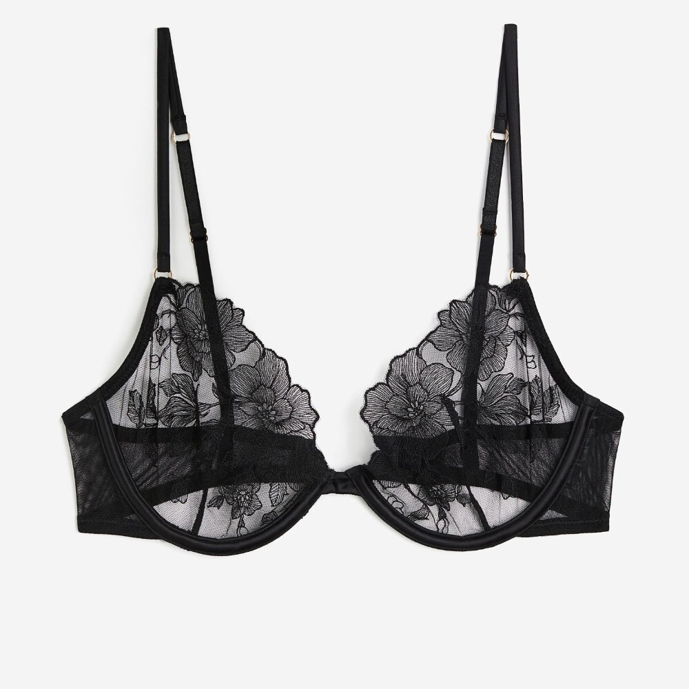 

Бюстгальтер H&M Non-padded Underwire Mesh, черный