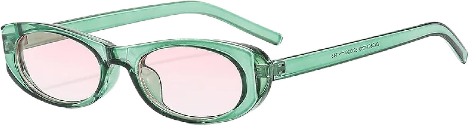 

Солнцезащитные очки с защитой от УФ-излучения UV400 | Маленькая овальная оправа в стиле панк | Для женщин и мужчин, для занятий спортом на открытом воздухе и вождения DSVIGF, Green Pink