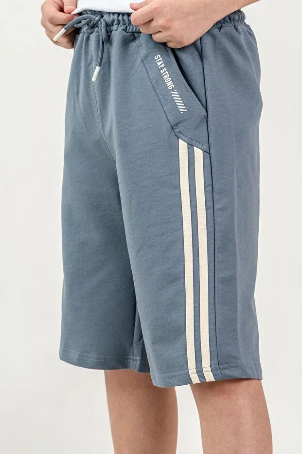 Детские шорты для мальчиков с принтом Mışıl Kids, Medium Gray — фото 4