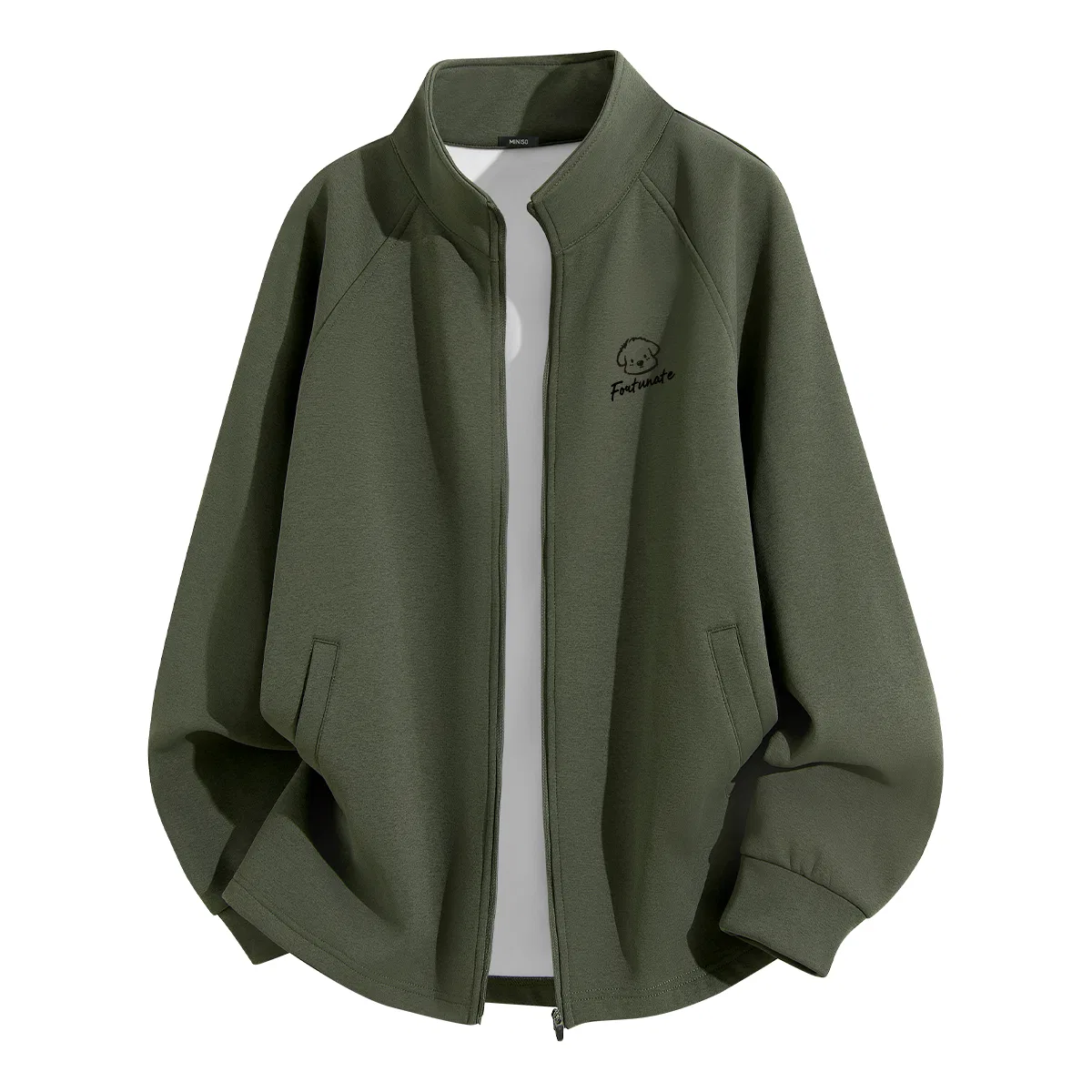 Детская куртка-пилот с воротником-стойкой Dai Dai Ai Dog Chest Badge MINISO, Army Green