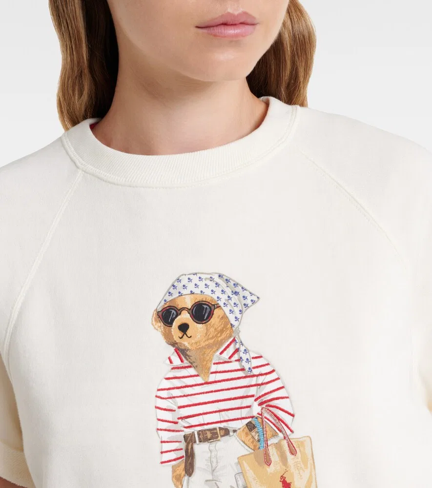 Топ Polo Bear из смесовой хлопковой ткани Polo Ralph Lauren, белый — фото 3