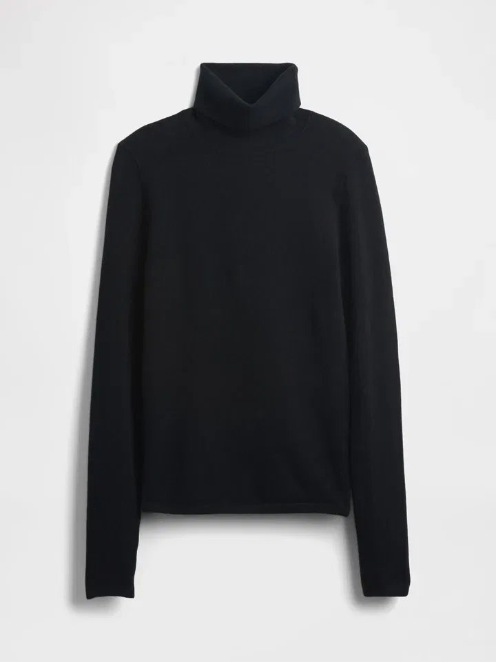 Женский облегающий свитер с высоким воротником GAP, Black — фото 3