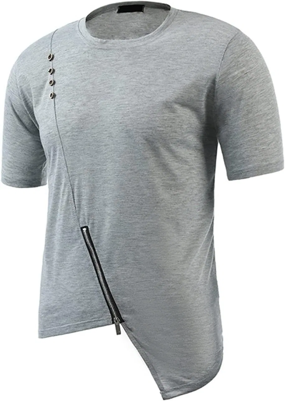 Мужская футболка с асимметричной молнией Fitness Gym Tee, Light Grey — фото 2
