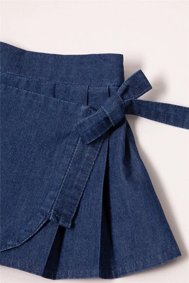 Детский комплект из футболки и юбки с длинным рукавом органический Tencel short skirt 2-piece set (flower girl) Bebetto, Navy Blue — фото 4