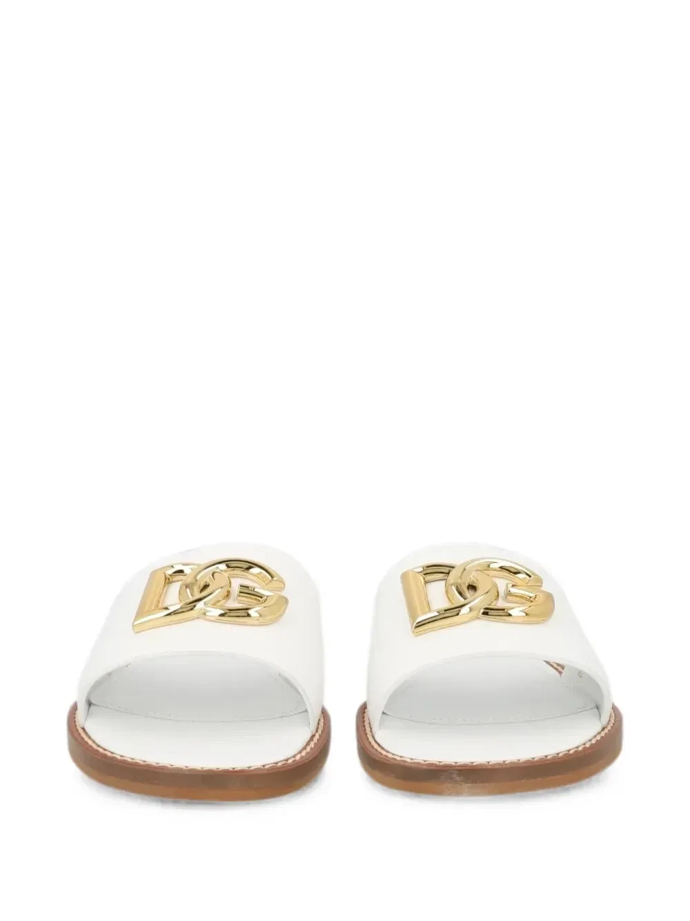 Плоские тапочки из телячьей кожи Dolce & Gabbana Kids, белый