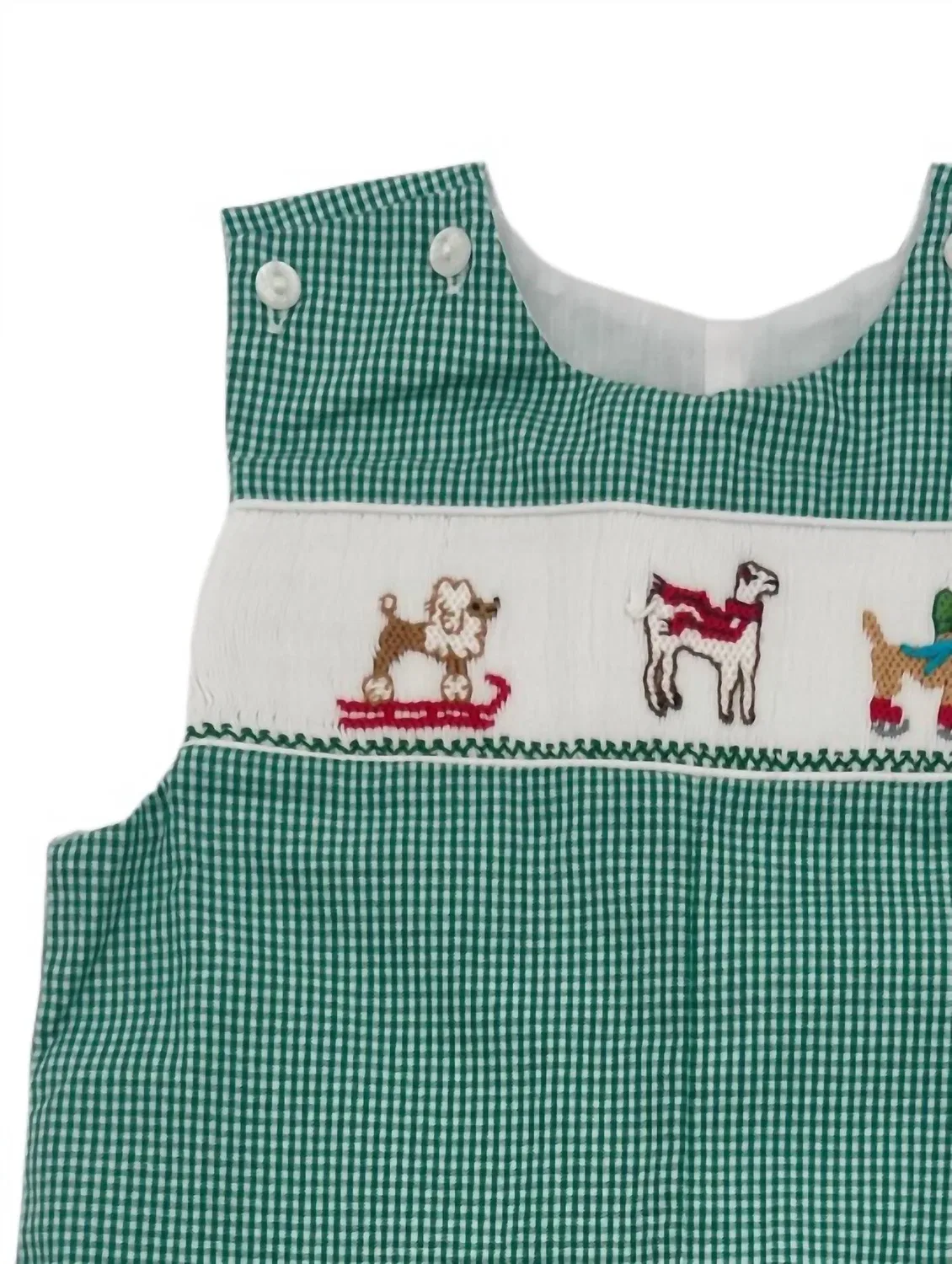 Детский комбинезон-лонгалл с принтом Snow Dog Smocked Norman Ruth and Ralph, зеленый — фото 2
