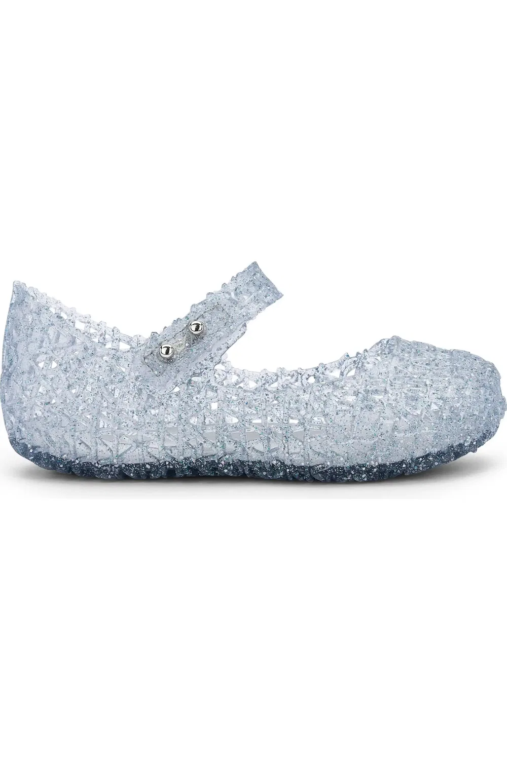 Детские туфли лодочки на липучке Campana Mini Melissa, Glitter Clear — фото 2