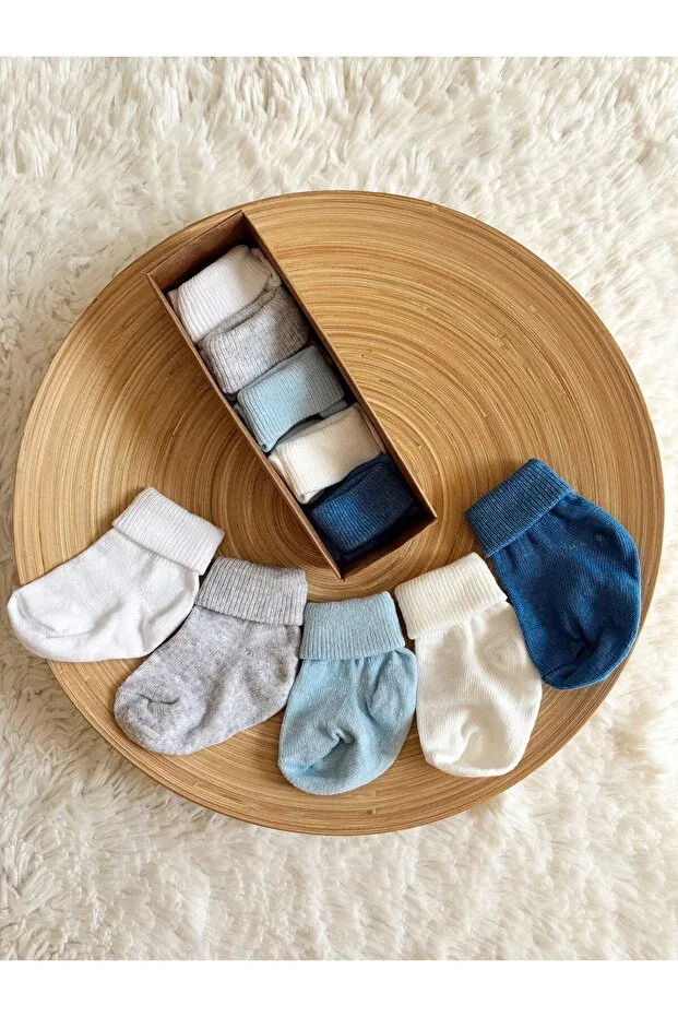 Детские носки для мальчиков хлопковые Box of 5 curved baby boy socks Cloudy, Blue — фото 3
