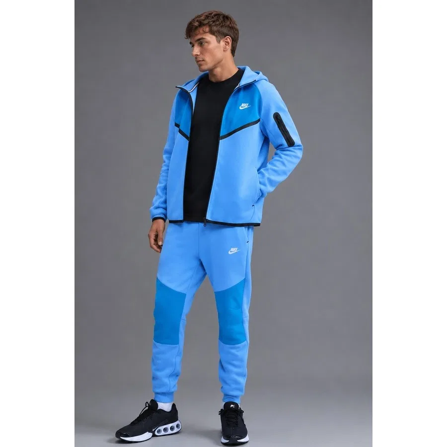Мужской свитшот с капюшоном и молнией Tech Fleece Mix Nike, Синий — фото 4