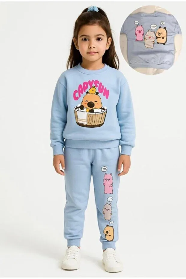 Детский спортивный комплект с принтом Capybara printed blue tracksuit set Armess, Blue — фото 2