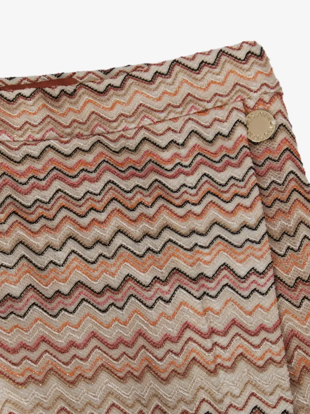 Шорты с запахом из трикотажа в елочку Missoni Kids, бежевый — фото 3