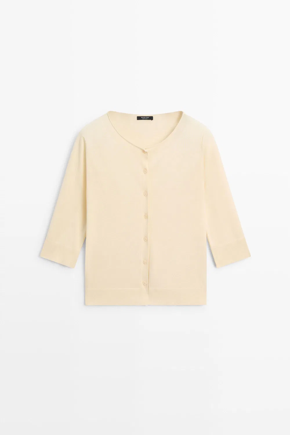 Кардиган Massimo Dutti Cotton Blend Boat Neck, ванильный — фото 2