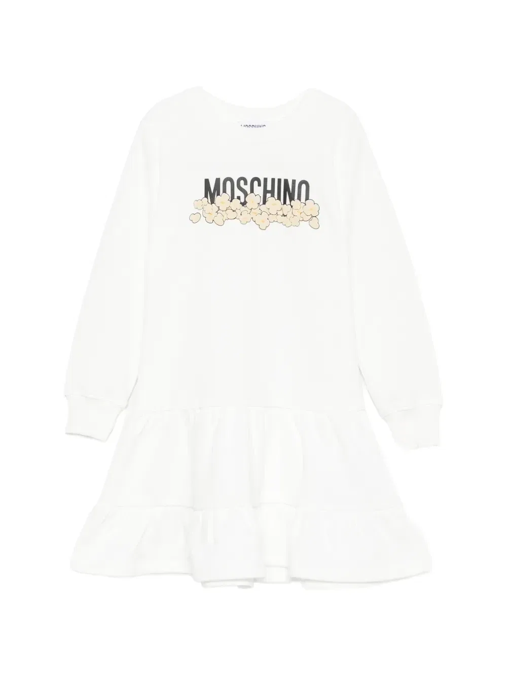 Платье с рюшами и логотипом Moschino Kids, белый