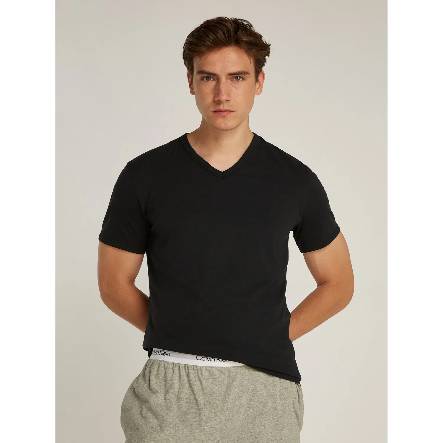 Детская футболка с V-образным вырезом Calvin Klein Underwear, Black/White/Grey — фото 2