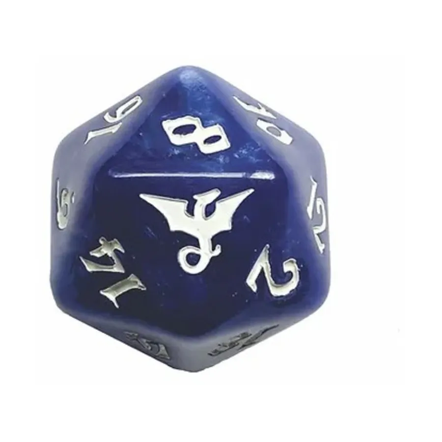 

d20 Синий Вихрь с белым, Dragon Dice (Black Oak)
