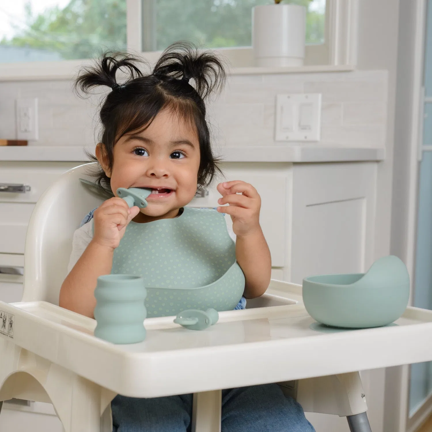 Набор для прикорма Baby Led Weaning 5 предметов, силикон, BooginHead, Green — фото 2