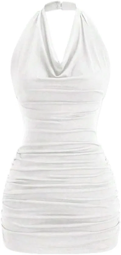Женское облегающее мини-платье с открытой спиной Bodycon, White