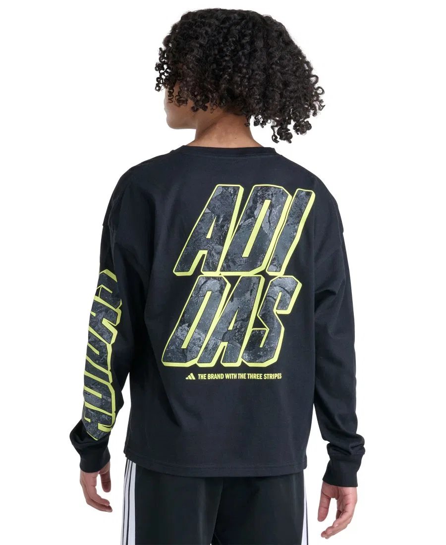 Футболка с длинным рукавом с камуфляжным принтом adidas, Black — фото 4