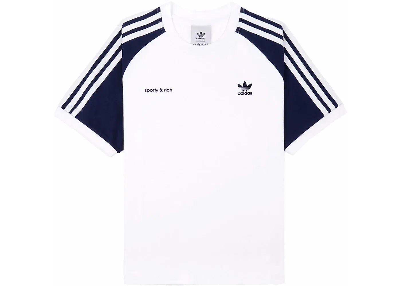 Женская футболка с контрастными рукавами Adidas x Sporty & Rich Two Tone Ringer Tee, White/Navy