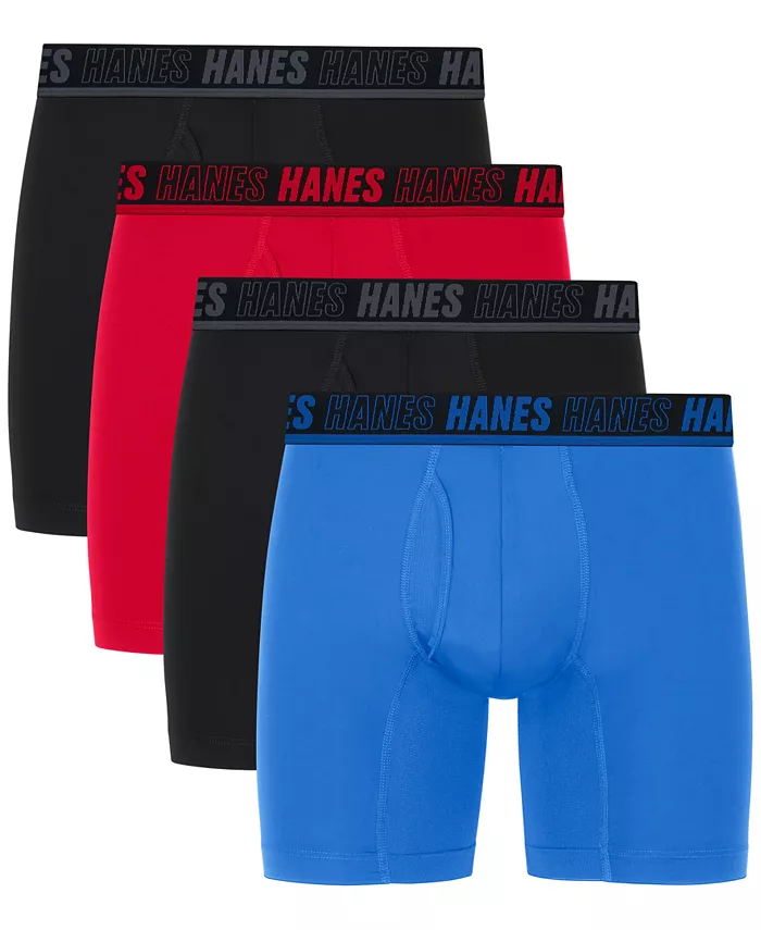 

Мужские боксеры Moves Ultimate 4 шт. Антинатирающие (6 дюймов) Hanes, мультиколор