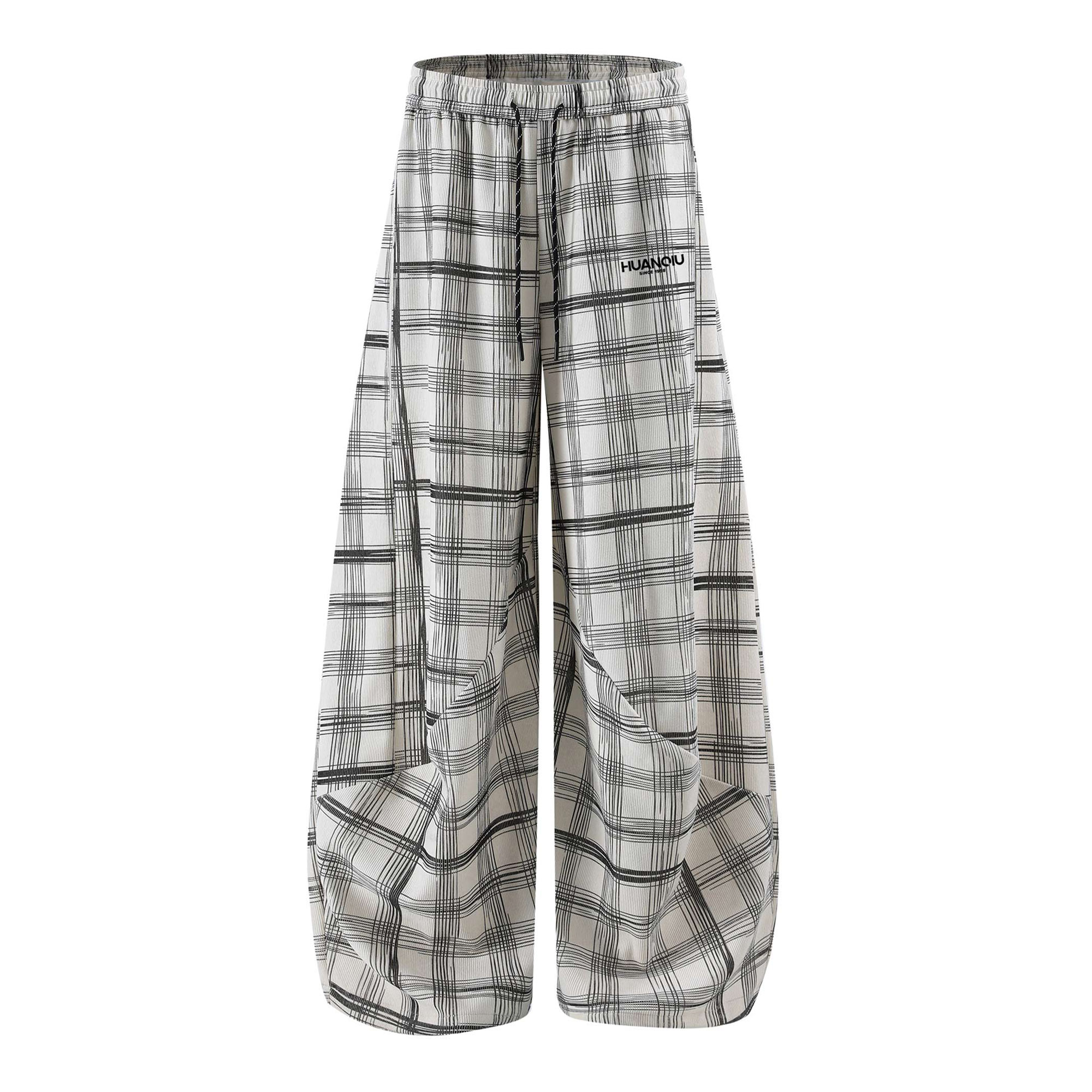 

Повседневные брюки Unisex Moderate Wide Leg HUANQIU, белый plaid fleece-lined