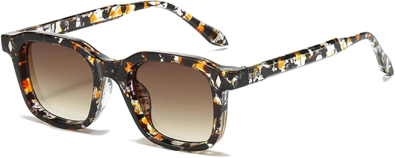 

Женские модные солнцезащитные очки UV400 в стиле ретро с заклепками, прозрачные с градиентом. Мужские модные солнцезащитные очки VVTWSSW, Pattern Tea Gradient