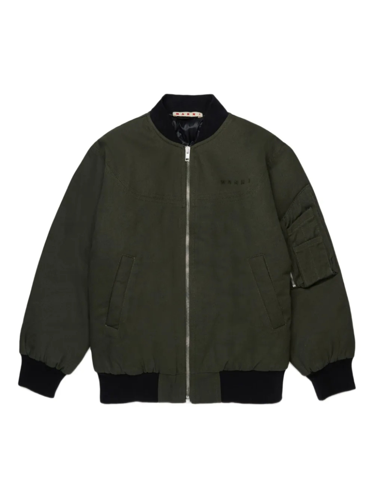 

Marni Kids бомбер с вышитым логотипом, зеленый