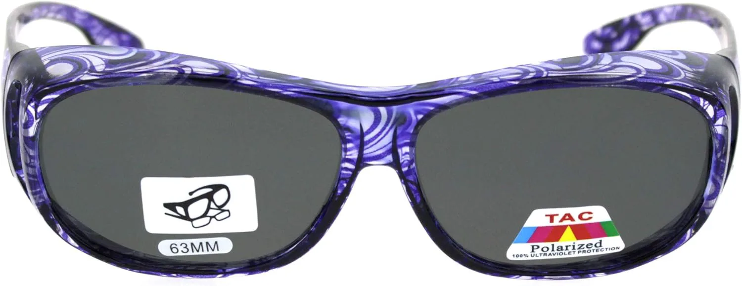 

Женские солнцезащитные очки SA106 63 мм TAC с поляризованными линзами и геометрическим графическим принтом, надеваемые поверх обычных очков, Purple Black