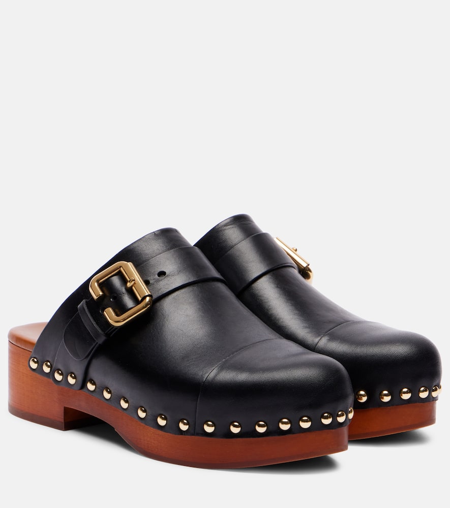 Жаннет кожаные клоги с декором Chloé, Black