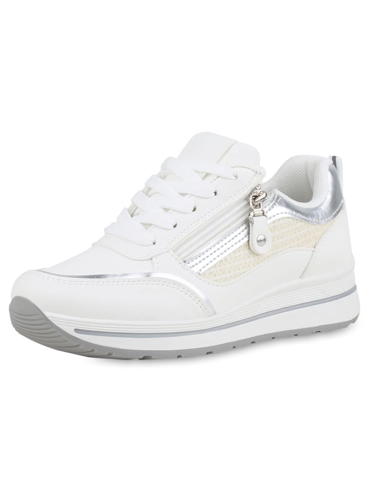 Кроссовки на шнуровке VAN HILL, цвет weiss metallic