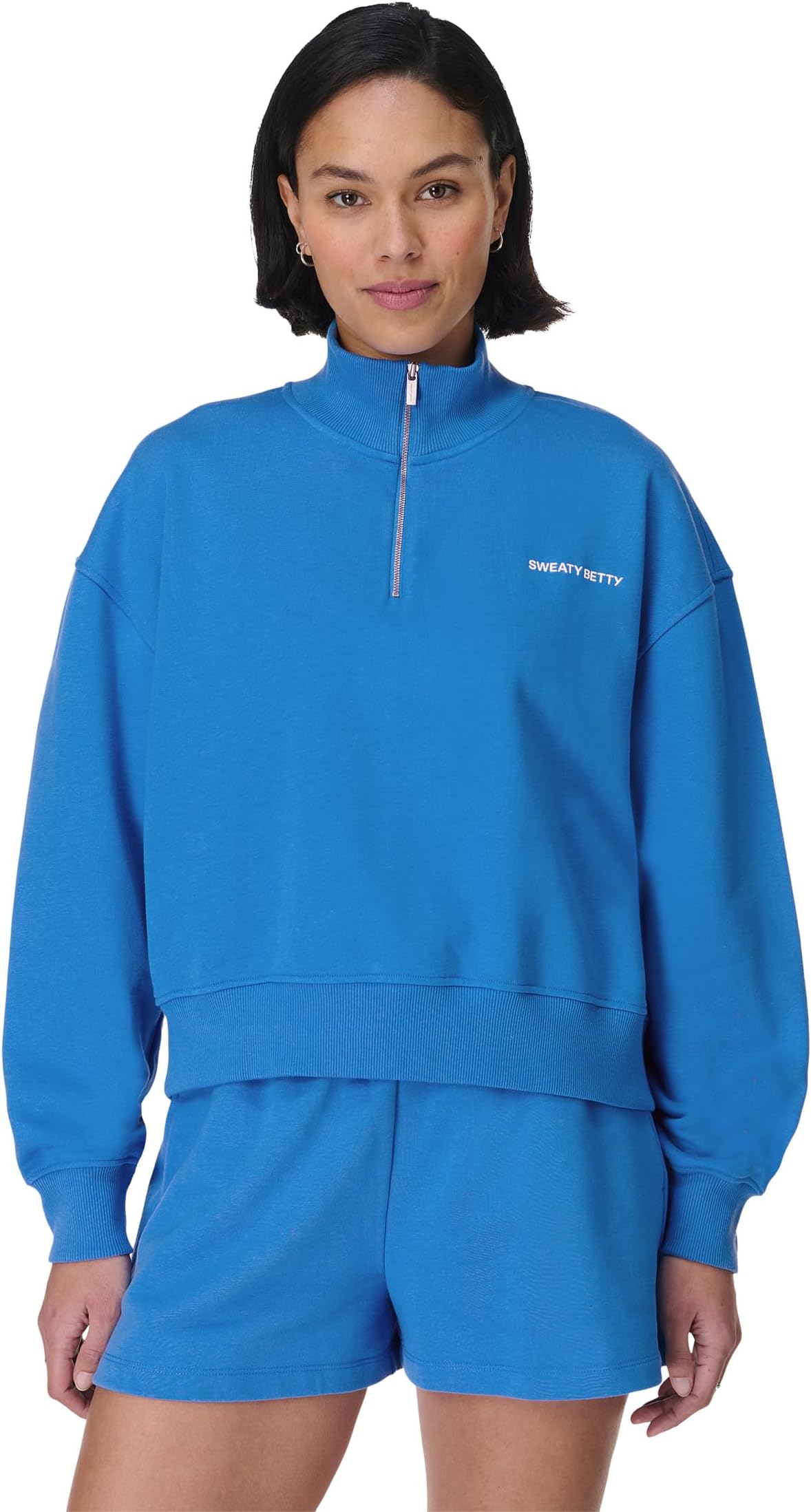 

Толстовка Sweaty Betty Revive Crop Half Zip, цвет Tidal Blue