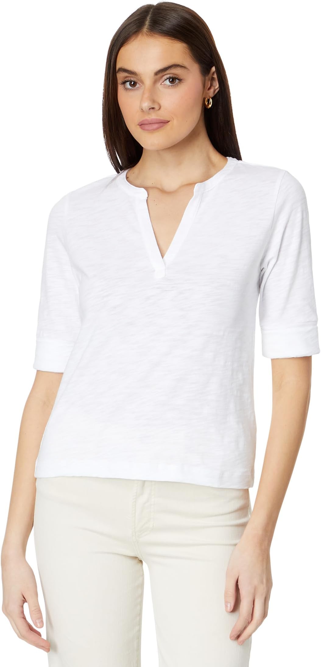 

Женская кофта с рукавами до локтя и разрезом на горловине Lilla P, White