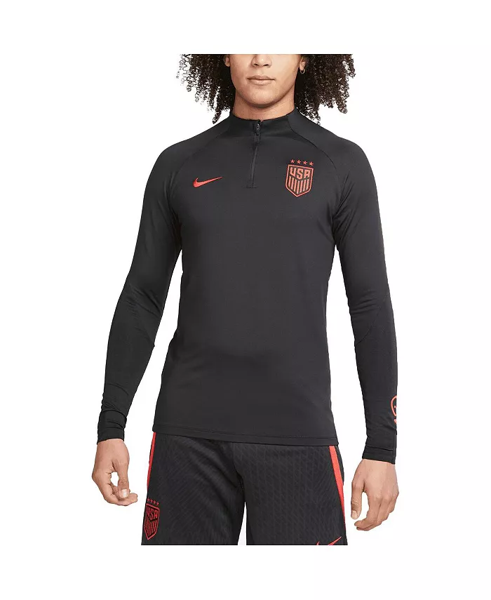 

Мужская черная футболка с длинным рукавом USWNT Strike Drill Performance Raglan и молнией на четверть Nike