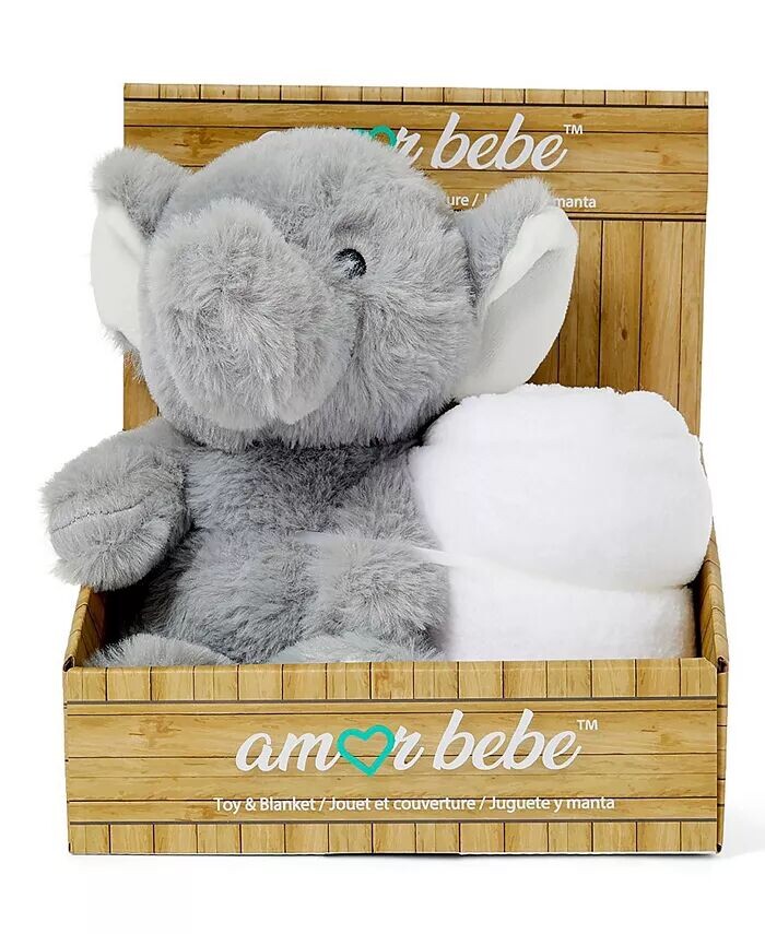 

Плюшевый слон для мальчиков и девочек с одеялом Amor Bebe, серый