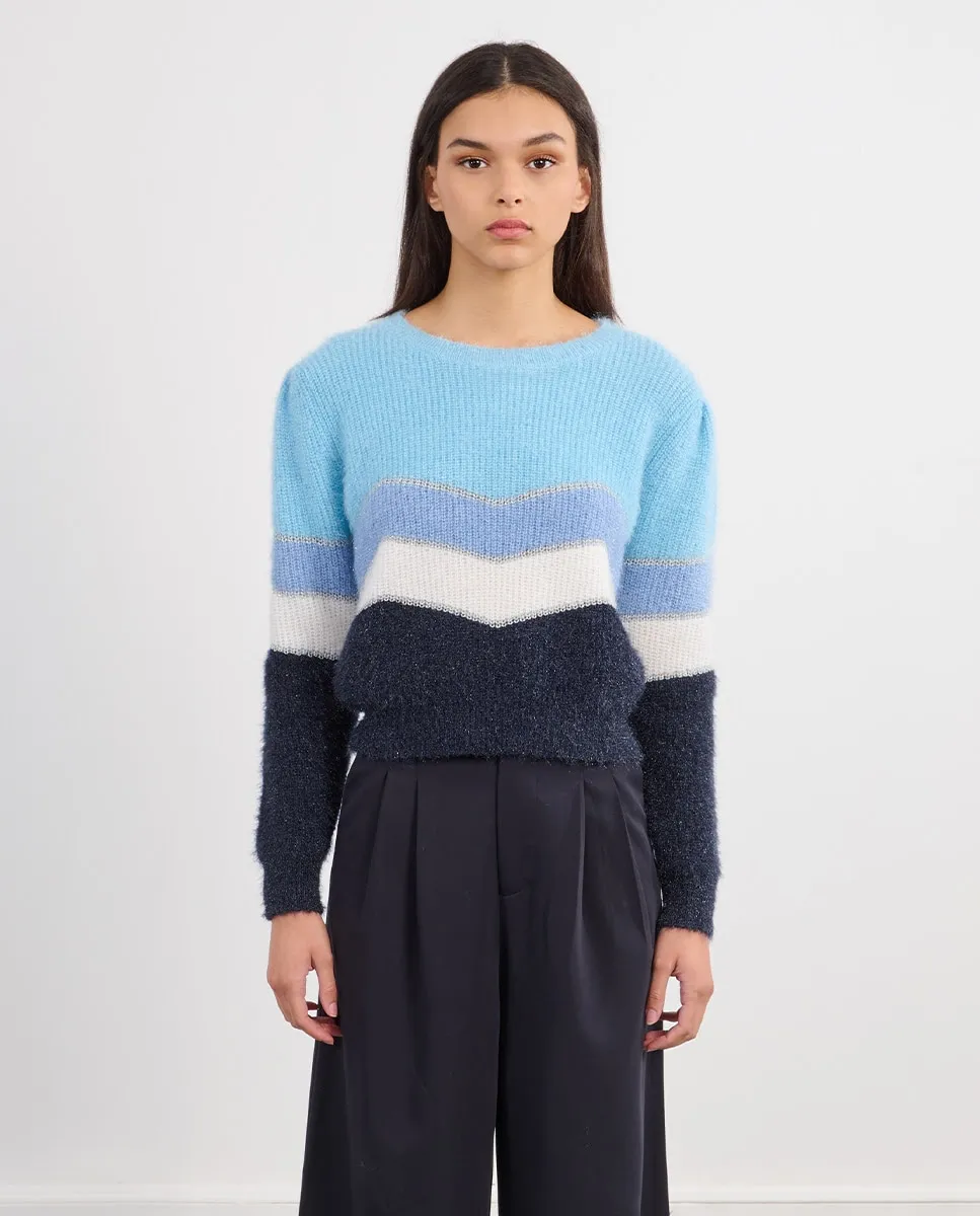 

Женский свитер с длинным рукавом с графическим принтом Lili Sidonio, синий/белый