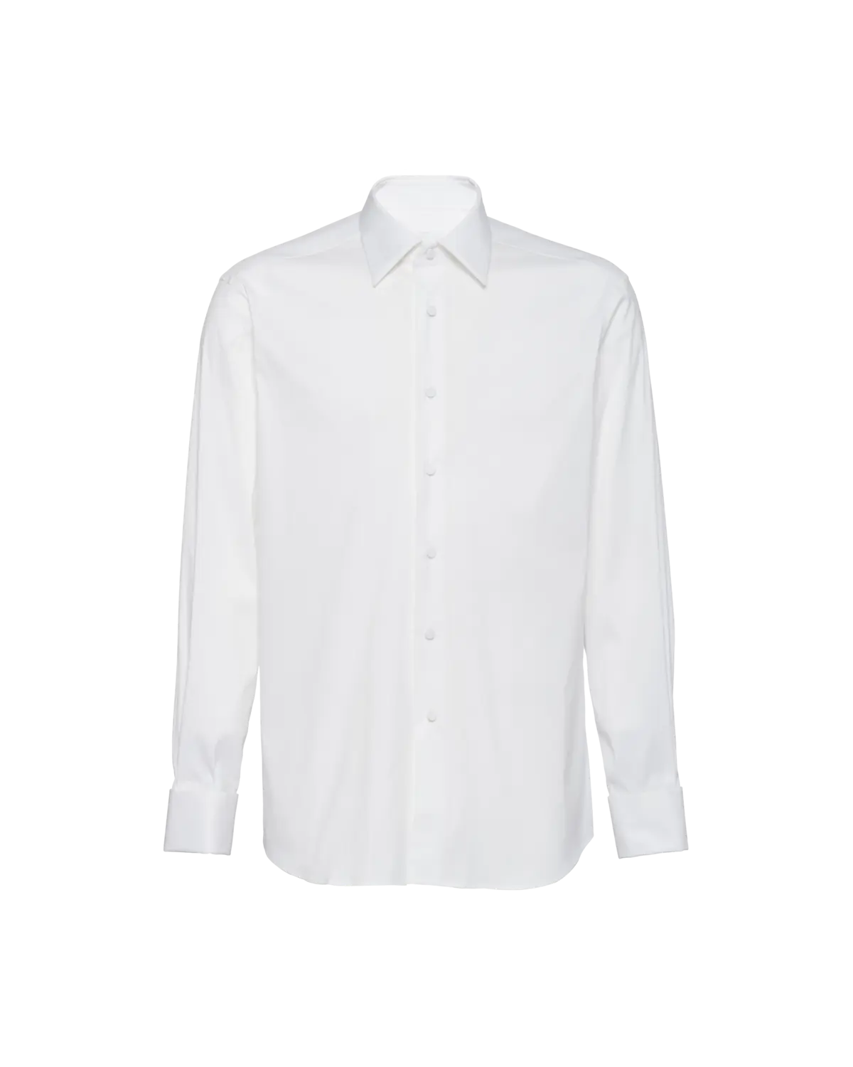 

Сорочка-смокинг из стрейчевого поплина Prada, белая