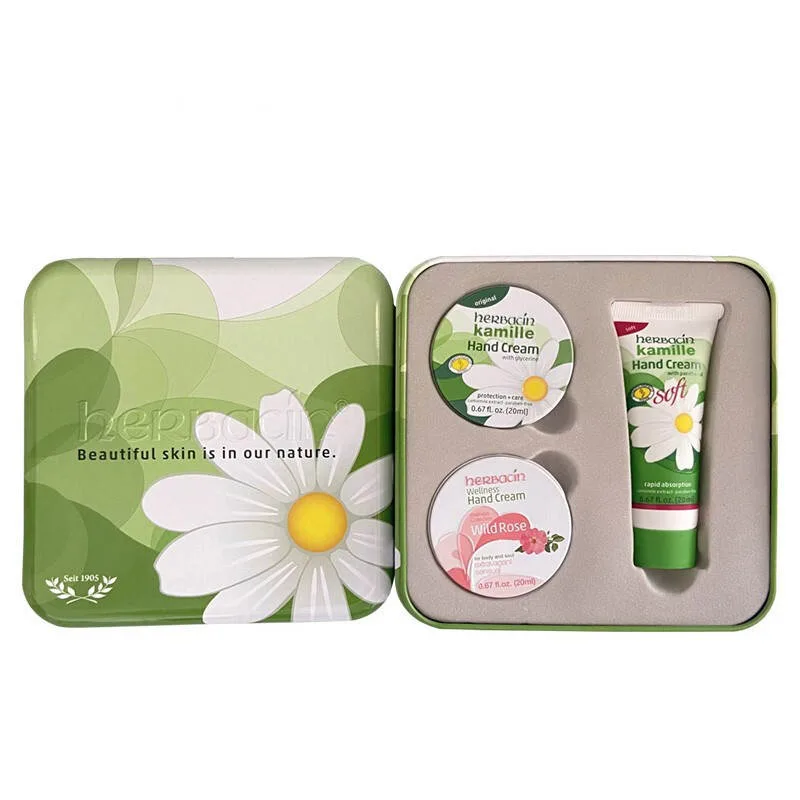 Крем для рук с ромашкой увлажняющий и питающий Herbacin, Classic 20ml + Soft 20ml + Rose 20ml — фото 4