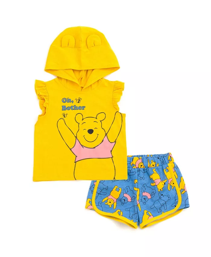 

Футболка-майка Disney Minnie Mouse Lilo & Stitch из французского трикотажа и шорты для активного отдыха с дельфином для девочек Winnie the Pooh, желтый