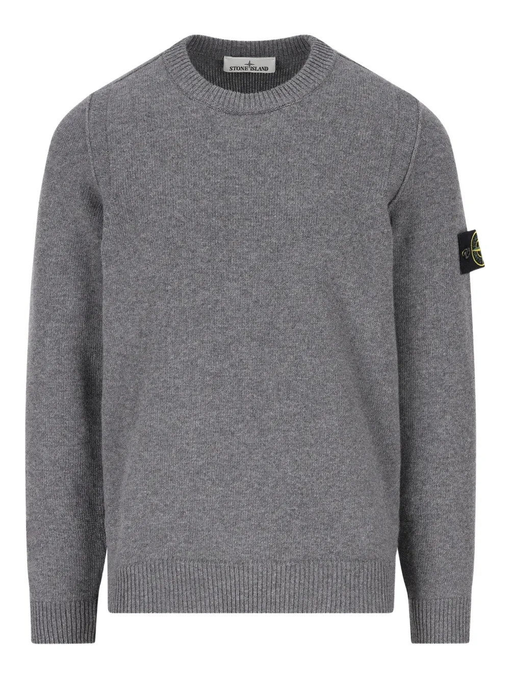 

Свитер с круглым вырезом и нашивкой-логотипом Stone Island, серый