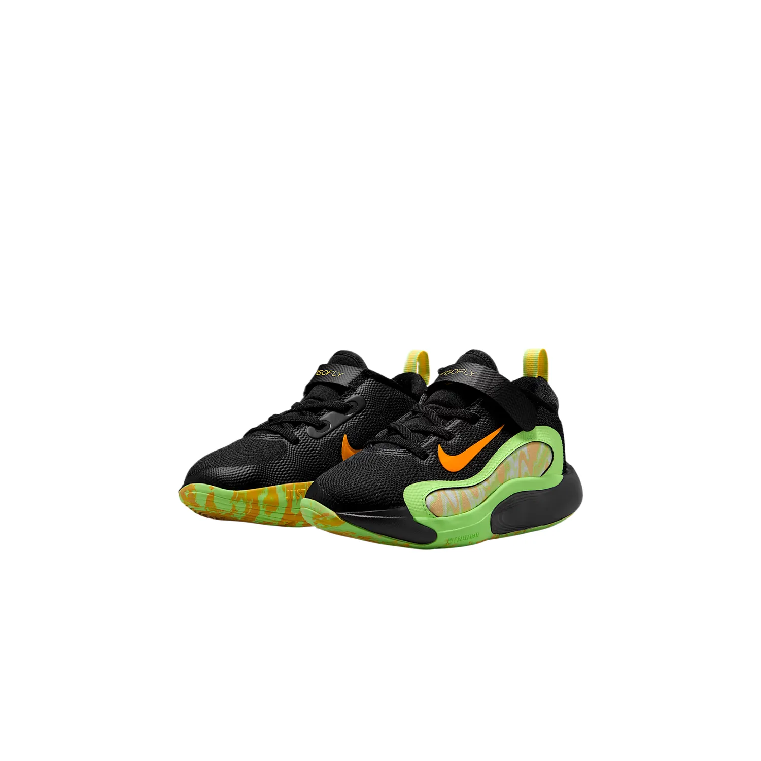 ISOFLY Cushioning Breathable Low top детские тренировочные кроссовки для детей 3-7 лет Nike, черный/explosion зеленый желтый/laser оранжевый — фото 4