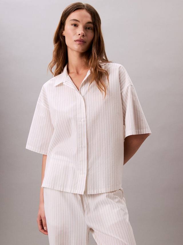 

Топ для пижамы из полосатого хлопкового поплина Calvin Klein, Pelican