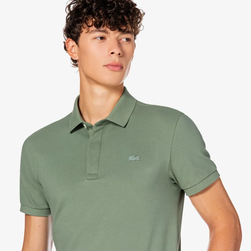 Футболка-поло Lacoste Paris мужская, с коротким рукавом, цвет мха — фото 2