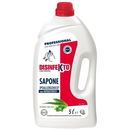 

Дезинфекция SAPONE IPOALLERGENICO E ANTIBATTERICO Tè Verde и Aloe Vera - 5 литров
